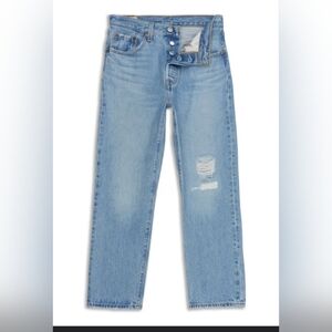 Levi's Premium 501 Original Cropped Womens Jean Size 23 X 26 Distressed Straight